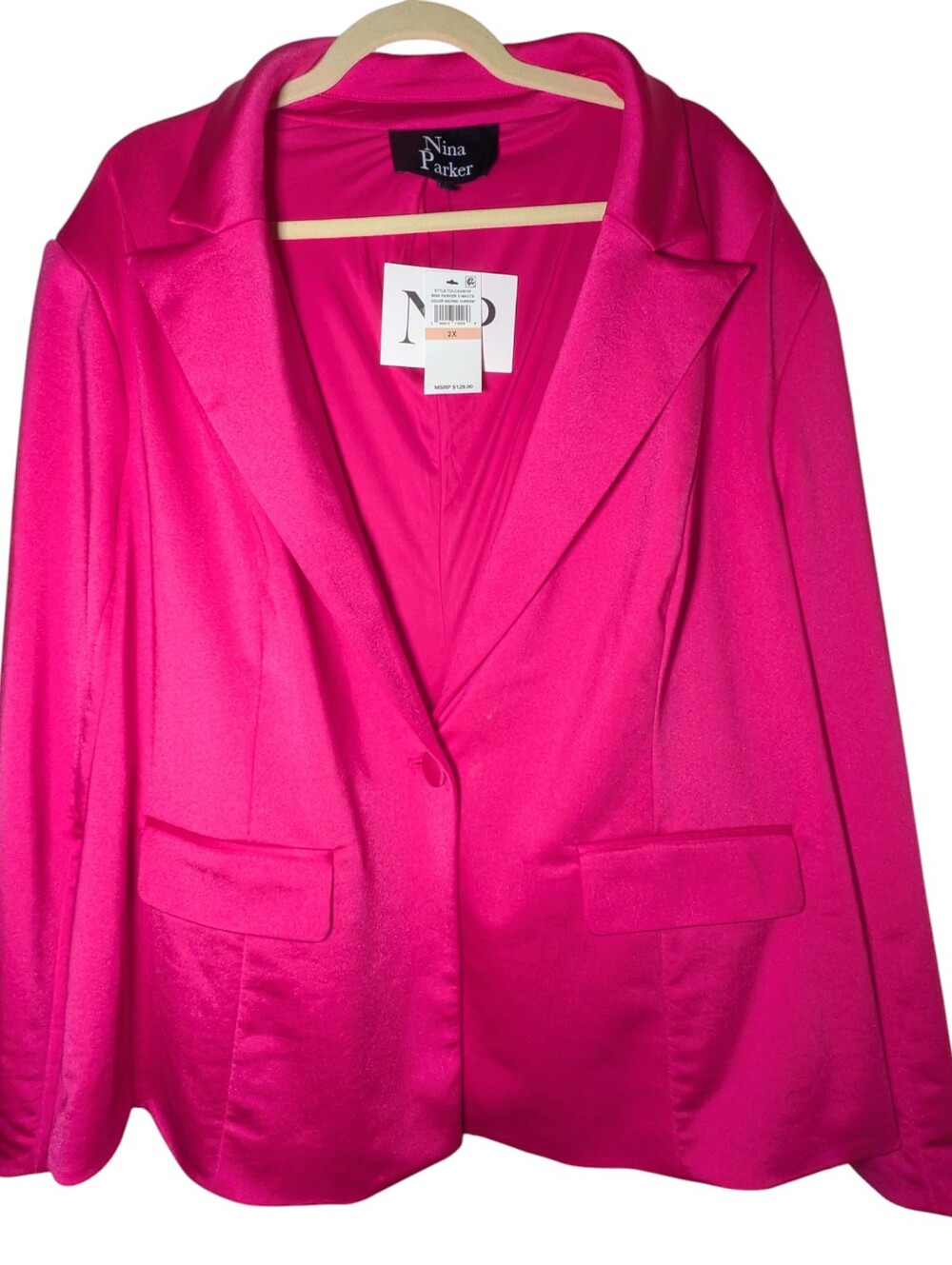 NWT Nina Parker x Macy's Hot Pink Yarrow Stretch Blazer Jacket Plus Size 2X